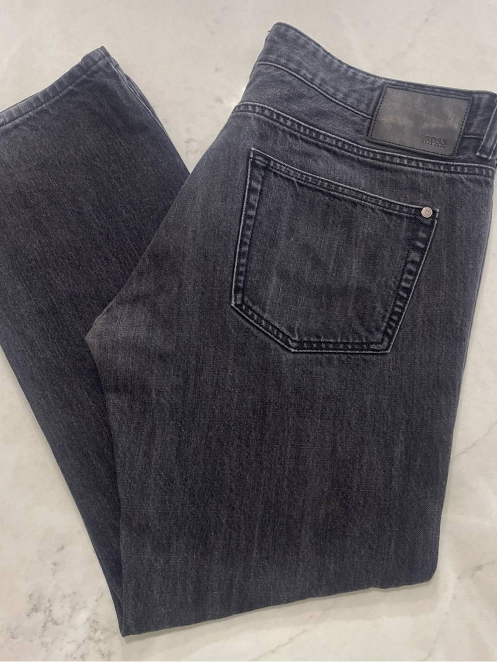 Hugo Boss Men's Kansas Black Washed Straight Jeans - Regular Fit